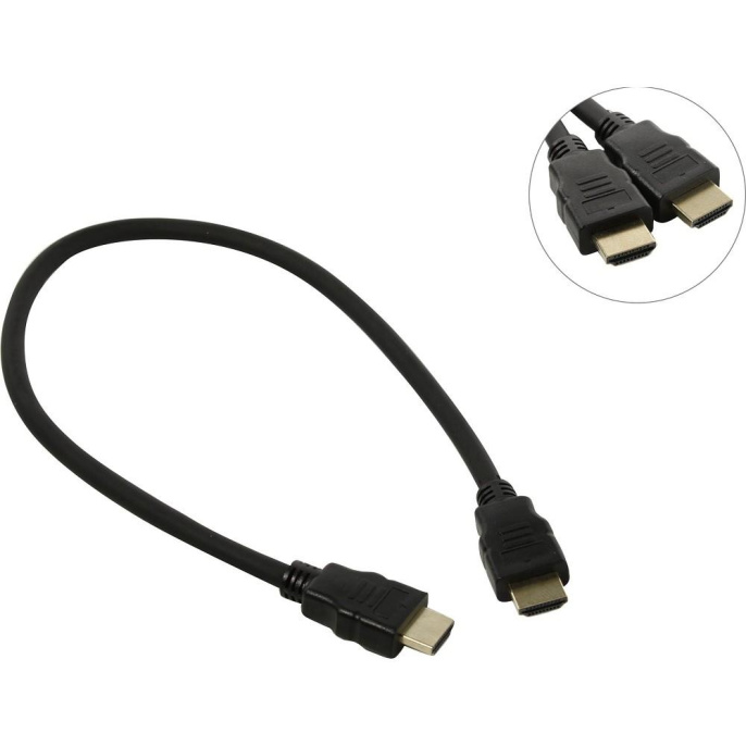 Кабель HDMI ExeGate EX-CC-HDMI2-0.5 19M/19M, v2.0, 0,5м, 4K UHD, Ethernet, позолоченные контакты EX287728RUS