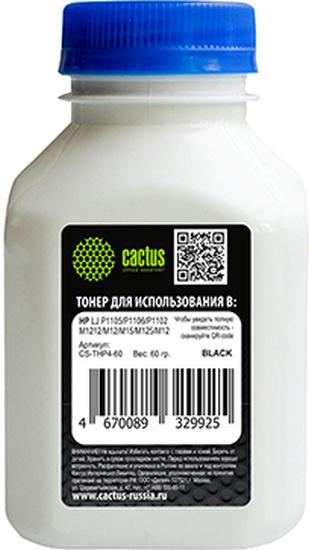 Тонер Cactus CS-THP4-60 черный флакон 60гр. для принтера CB436A/CE278A/CE285A/CF283A/CF244A/CF283X для OEM