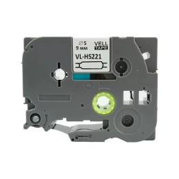 Термоусадочная трубка Vell HSE-221 (Brother HSE 221, 8,8 мм, черный на белом) PT 1010/1280/D200/H105/D600/E300/P700/E550/9700 319992