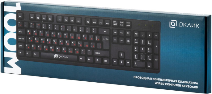 Клавиатура Oklick 100M HW3, проводная, USB, мембранная, черный [654570]