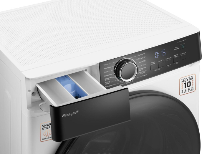 Стиральная машина WEISSGAUFF WM 4427 Inverter Steam, с фронтальной загрузкой, 7кг, 1200об/мин, с паром, инверторная