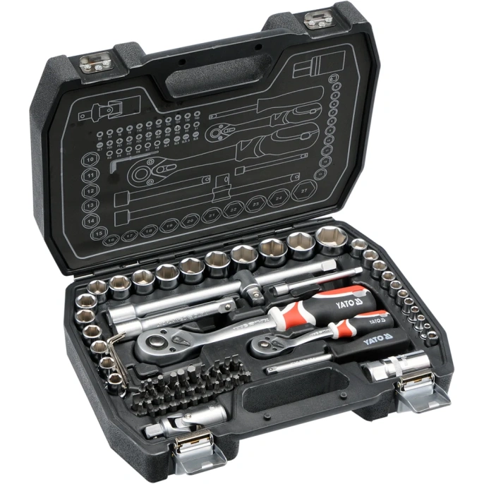Набор инструментов YATO 1/4'' и 1/2'', 72пр YT-38782