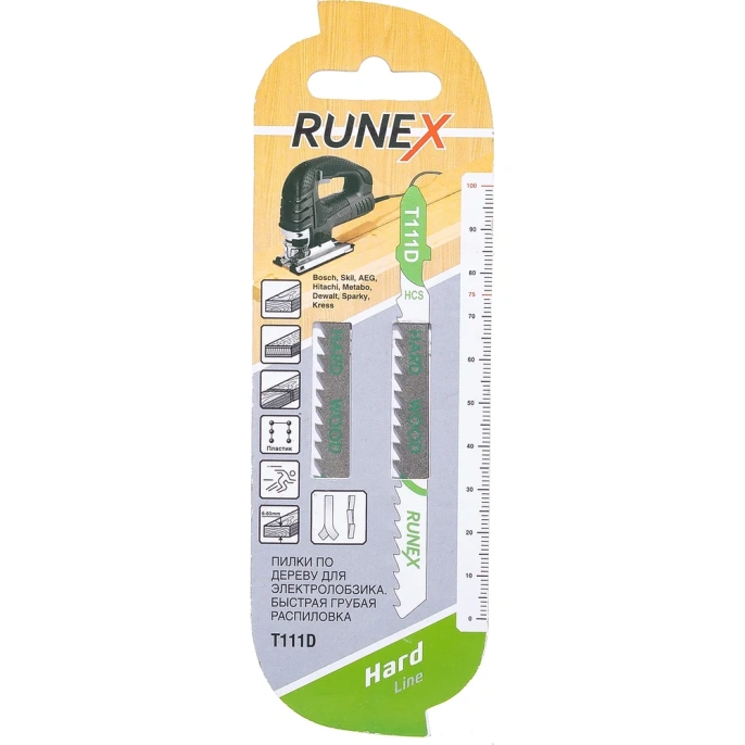 Пилки 100x75 мм, быстрый распил, T111D, 2 шт. Runex 555106-2