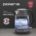 Чайник электрический Polaris PWK 1760CGL 1.7л. 2150Вт шампань/черный корпус: стекло/металл