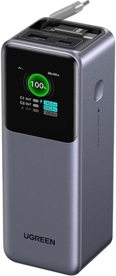 Внешний аккумулятор Ugreen PB726 20000mAh (серый) 20000 мА·ч (72 Вт·ч), выходы: 3 x 5V/9V/12V/15V/20V (5000 мА), быстрая зарядка