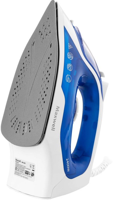 Утюг Maxwell MW-3007,  с паровым ударом,  2400Вт,  белый и синий