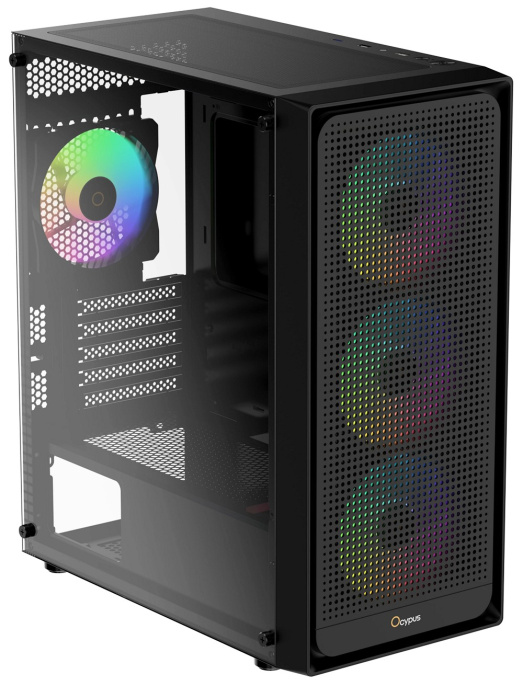Корпус для ПК Ocypus Gamma-C50-BKG400XX-GL Case Gamma C50 BK ARGB mATX / win / black / 4 ARGB fans / noPSU
