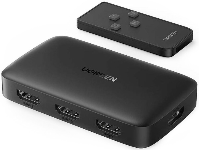 Переключатель UGREEN CM332 (80125) HDMI Switcher 3 In 1 Out  4K@30HZ. Цвет: серый