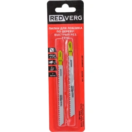Пилка для лобзика по дереву, ДСП T311C грубый рез, HCS, 2 шт. REDVERG 6623542
