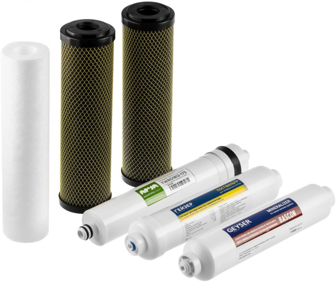 Комплект картриджей Гейзер Премиум для систем обратного осмоса ресурс:10000л упак.:6шт