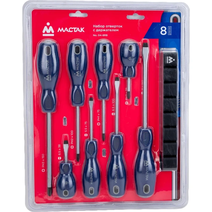 Набор отвёрток с держателем 8шт МАСТАК 04-8RB