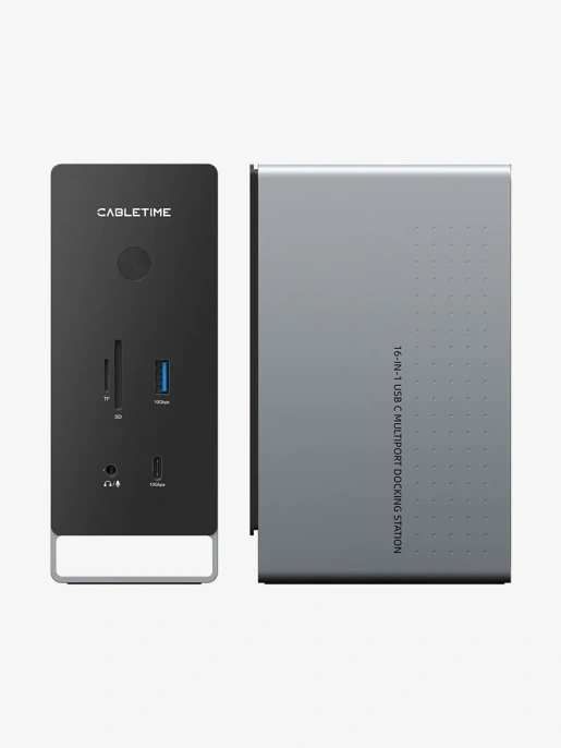 Многопортовая док-станция CABLETIME CB18D (CT-DK181-AG) 18-В-1 8K USB-C с поддержкой macOS MST на Chipset DL6950 (поддерживает 3 экрана)
