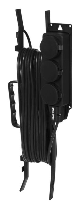 Удлинитель силовой StarWind ST-PS3.10/FRB-16, розеток 3шт, 3x0.75 кв.мм, 16A, 10м, КГ, рамка пластиковая, черный