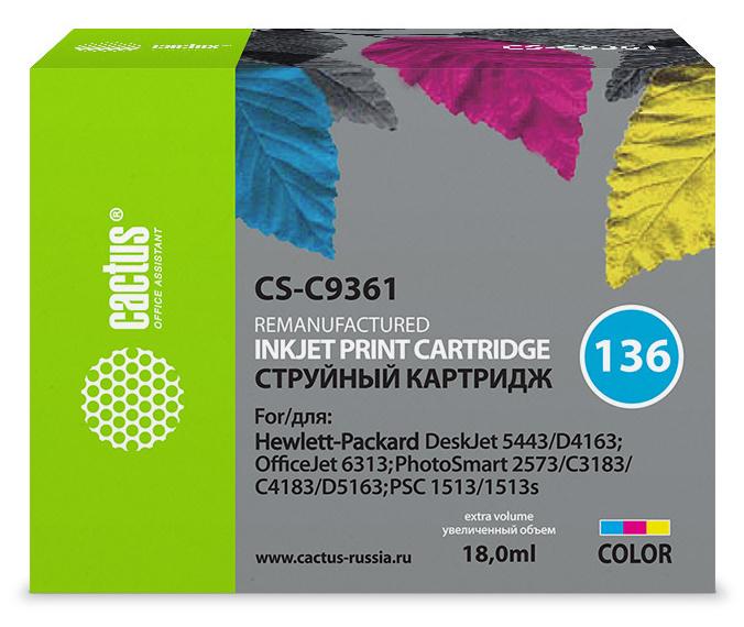 Картридж Cactus CS-C9361, №136, многоцветный / CS-C9361