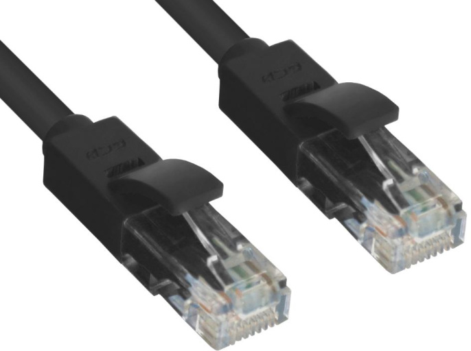 Greenconnect Патч-корд прямой 0.15m, UTP кат.5e, черный, позолоченные контакты, 24 AWG, литой, GCR-LNC06-0.15m, ethernet high speed 1 Гбит/с, RJ45, T568B