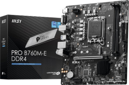 Материнская плата MSI Pro B760M-E DDR4 mATX, сокет Intel LGA1700, чипсет Intel B760, память 2xDDR4, слоты: 1xPCIe x16 4.0, 1xM.2