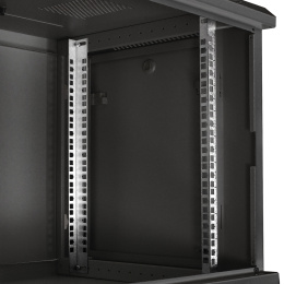 Шкаф телекоммуникационный 19" настенный 9U ExeGate EC-WM-9U.450.G.BLACK (19”, 9U, 600x450x500mm (ШхГхВ), передняя дверь закаленное стекло, съемные боковые панели, пыле- и влагозащита IP23, черный RAL 9004) EX298607RUS