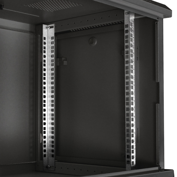 Шкаф телекоммуникационный 19" настенный 9U ExeGate EC-WM-9U.450.G.BLACK (19”, 9U, 600x450x500mm (ШхГхВ), передняя дверь закаленное стекло, съемные боковые панели, пыле- и влагозащита IP23, черный RAL 9004) EX298607RUS