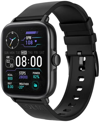 Умные часы Colmi P28PLUS Black Frame Black Silicone Strap черный корпус с черным силиконовым ремешком