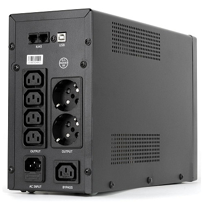 UPS CROWN CMU-SP1500 COMBO USB 1500VA/900W, металл, 2x12V/9AH, розетки 4*IEC + 2*EURO+1*IEC bybass, трансформатор AVR 140-290V, съёмный кабель 1.8 м, фильтр телефонной и ethernet линии RJ-11/45, USB-порт, защита батареи, от перегрузки, о