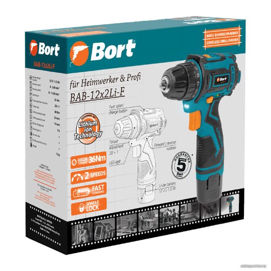 Аккумуляторная дрель-шуруповерт BORT BAB-12x2Li-F 93413083