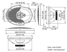 Колонки автомобильные Kenwood KFC-S6976EX, 15x23 см 6x9 дюйм. , комплект 2 шт.