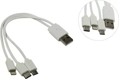 KS-is KS-478W-0.2 Кабель USB AM -- micro-B/USB-C/Lightning 0.2м
