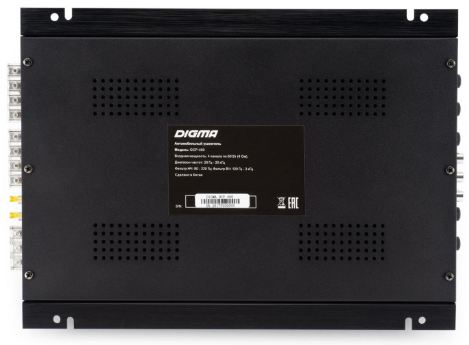 Усилитель автомобильный DIGMA DCP-400,  черный