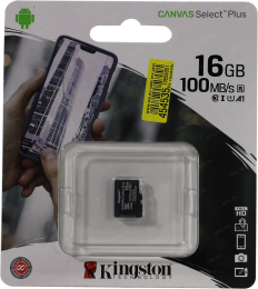 Карта памяти microSDHC Kingston SDCS2/16GBSP 16Gb Canvas Select Plus UHS-I U1 A1 + ADP 100/10 МБ/с