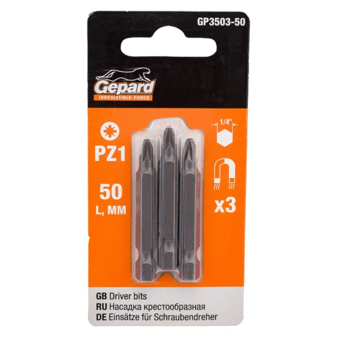 Бита магнитная для шуруповерта (3 шт; PZ1х50 мм) Gepard GP3503-50