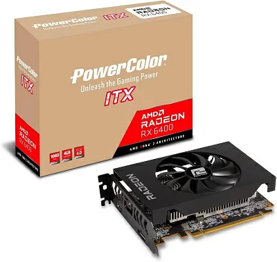 Видеокарта PowerColor PCI-E 4.0 AXRX 6400 4GBD6-DH AMD Radeon RX 6400 4096Mb 64 GDDR6 2039/16000 HDMIx1 DPx1 HDCP Ret low profile