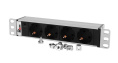REM Блок розеток Rem-10 без шнура с инд., 4 Schuko, вход IEC 60320 C14, 10A, алюм., 10" R-10-4S-I-220-Z