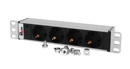 REM Блок розеток Rem-10 без шнура с инд., 4 Schuko, вход IEC 60320 C14, 10A, алюм., 10" R-10-4S-I-220-Z