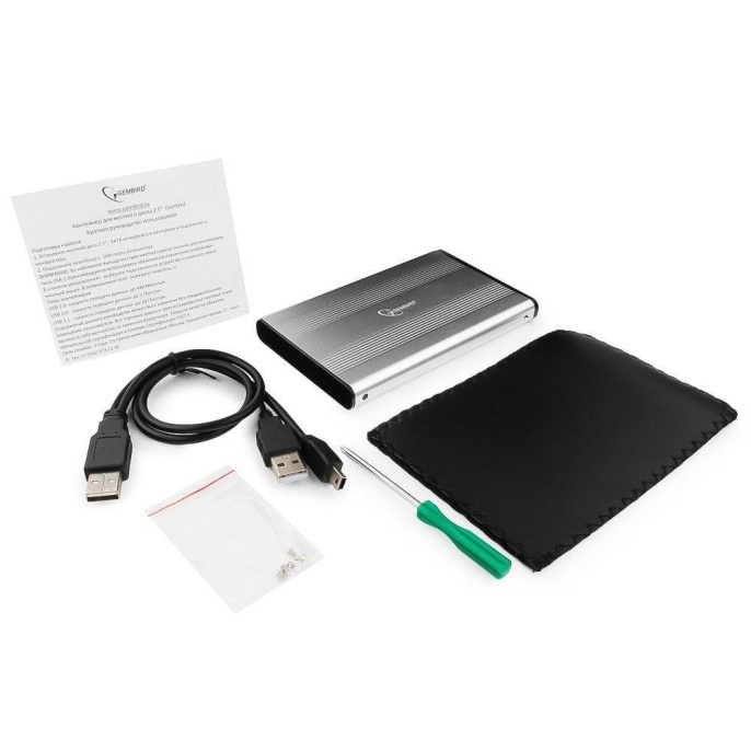 Внешний корпус 2.5" Gembird USB 2.0 SATA металл серебро EE2-U2S-5-S