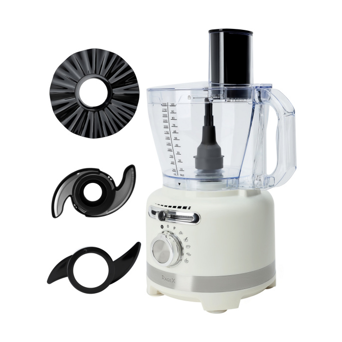 Кухонный комбайн RAGEX R108-105 12 в 1, 3 литра, 1000 Вт, зефирный