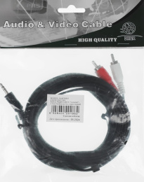Кабель аудио Ningbo JAAC010-5 2хRCA m /Jack 3.5 m 5м. черный