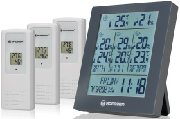 Метеостанция Bresser Temeo Hygro Quadro Prestige с тремя датчиками, серая 78586