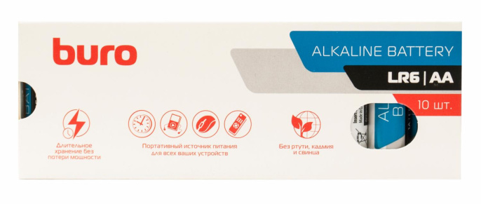 AA Батарейка Buro Alkaline LR6,  10 шт.