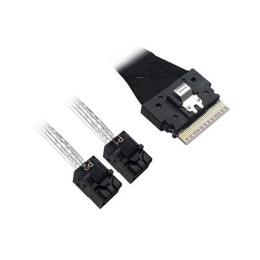 Кабель ACD-60002-MD Slimline SASx8 SFF8654 -to- 2 SAS HD White x4 SFF8643 NVMe Connection , for SupewrMicro backplanes, 1M, аналог Broadcom 05-60002-00 MD-6710072