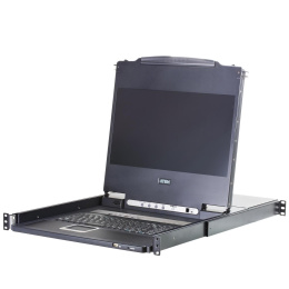8-портовый KVM-переключатель с ЖК-дисплеем Slideaway/ATEN/ 17.3" 8-Port PS/2-USB VGA Single Rail LCD KVM Switch (CL5708MW)
