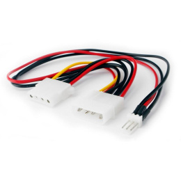 Cablexpert Кабель-разветвитель питания Molex Molex 4pin M /Molex 4pin F +FAN 3pin,12V,медь,15 см,пак CC-PSU-5
