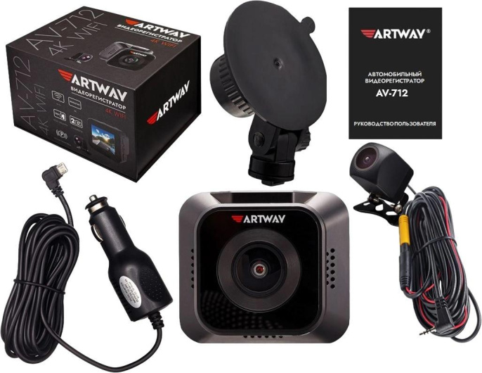 Видеорегистратор Artway AV-712 черный 8Mpix 2160x3840 2160p 170гр. GPS Novatek 96670