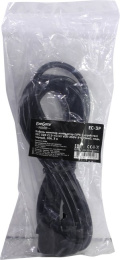 Кабель питания ExeGate Power EC-3P-C13- C14/3x0.75Cu C13- C14, VDE-250V-3*0.75mm2, медь, черный, 10A, 3м EP280628RUS