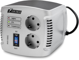 Стабилизатор POWERMAN AVS 500C, ступенчатый регулятор, 500ВА/280Вт, 150-280В, максимальный входной ток 4А, 2 евророзетки, IP-20, напольный, 151мм х 126мм х 123мм, 1.4 кг./ Stabilizer POWERMAN AVS 500C, step-type regulator, 500 VA / 280W, 150-280V, maximu