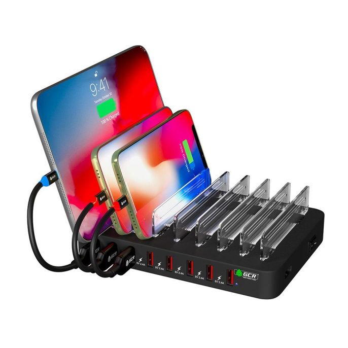 GCR Сетевая зарядка на 8 USB портов, черная GCR-8PAUSB