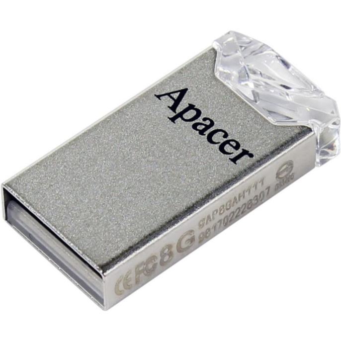 Накопитель USB Apacer AH111 64GB (AP64GAH111CR-1) (интерфейс: USB 2.0 Type-A, без колпачка, материал корпуса: металл)