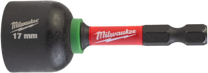 Насадка магнитная торцевая Milwaukee Shockwave 1/4" Hex-17ммx65мм 4932492444 магнитный наконечник, подходит для применений с высоким крутящим моментом и ударами, термическая обработка