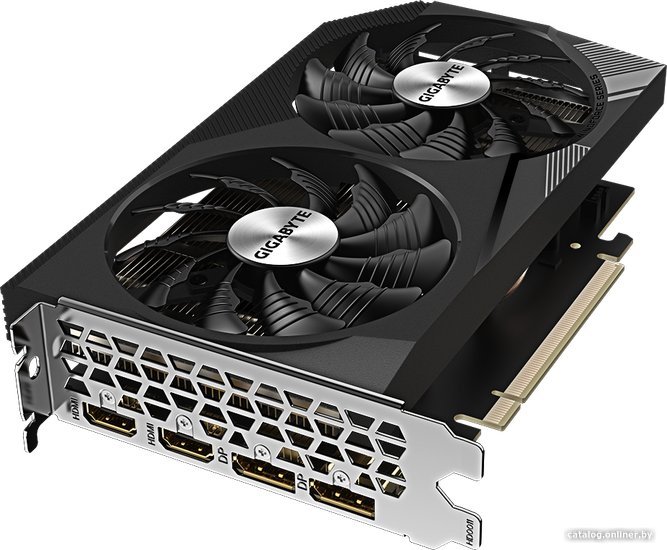 Видеокарта Gigabyte GeForce RTX 3050 Windforce OC V2 8G GV-N3050WF2OCV2-8GD 8 ГБ GDDR6, 1550 МГц / 1792 МГц, 2560sp, 20 RT-ядер, трассировка лучей, 128 бит, 2 слота, питание 8 pin, HDMI, DisplayPort