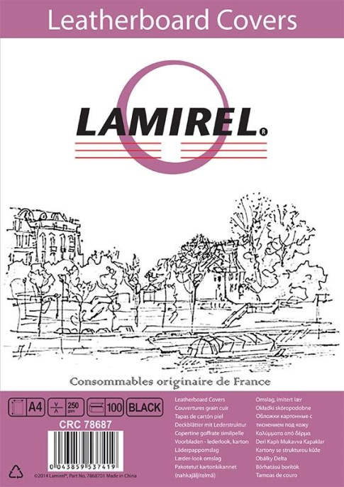 Обложка FELLOWES Lamirel LA-7868701, A4, 250г/м2, 100, черный