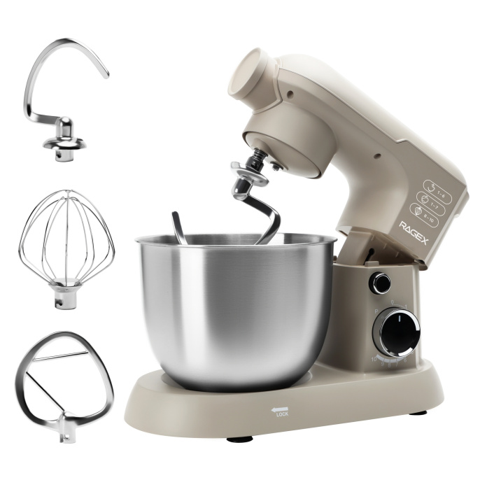 Кухонный комбайн RAGEX R106-110 11 в 1, 5.2 литра, 10 скоростей, 1500 Вт, бежевый